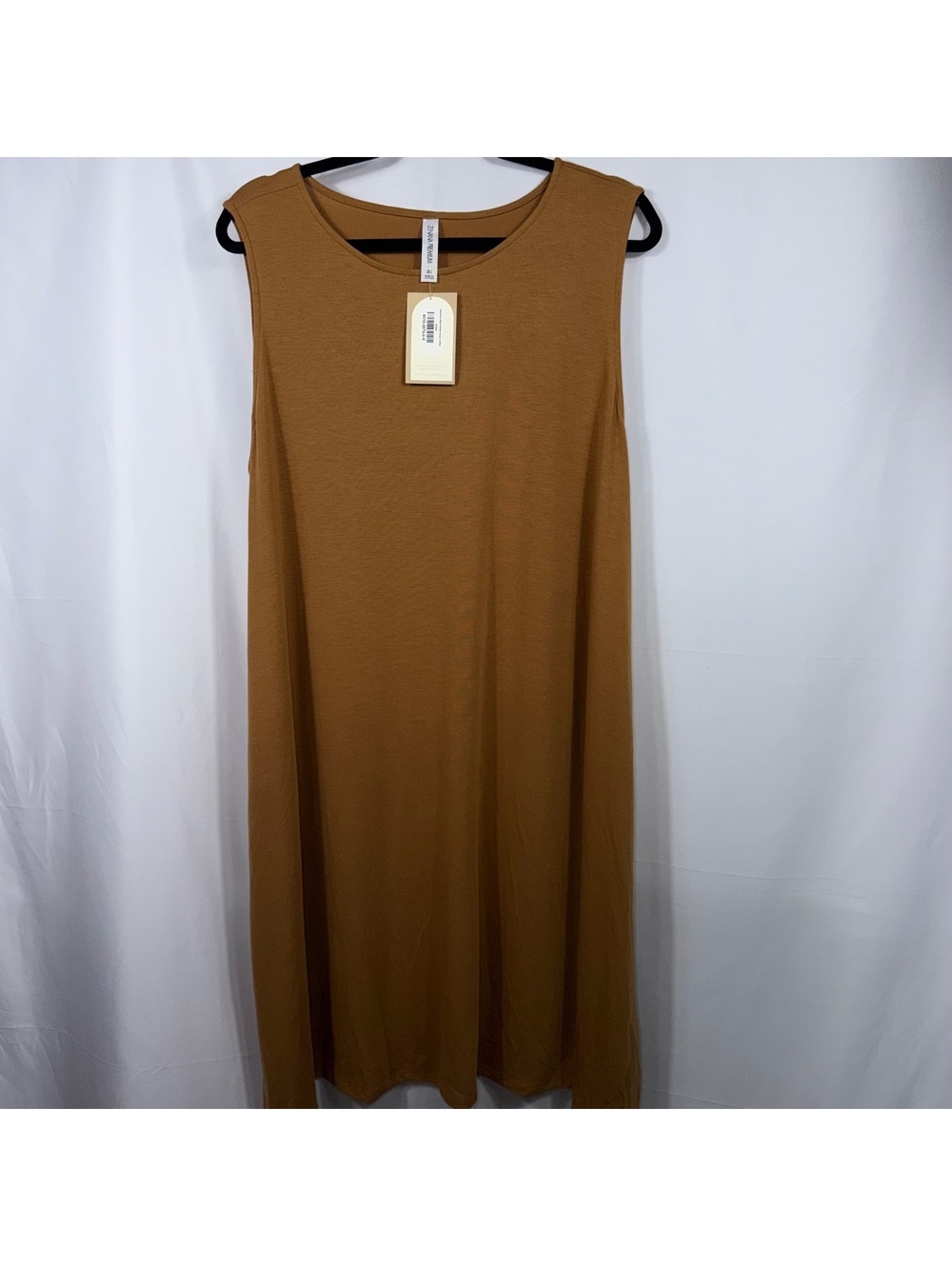 Zenana Premium 2X Cognac Side Pocket Midi Dress NWT